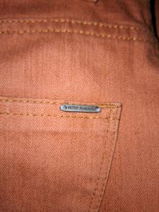 Men's Orange Casual Pants peter england