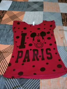 Red "I Love Paris" Graphic Tee