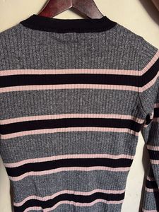 H&amp;M Striped Ribbed Knit Sweater