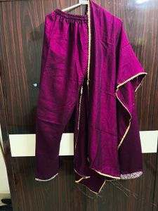 Embroidered Purple Kurta Set