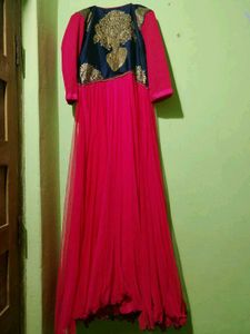 Elegant red &amp; Navy Anarkali Gown