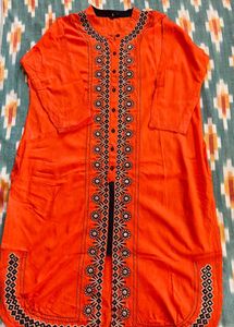 Orange Embroidered Kurta