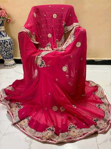 Vibrant Pink Embroidered Saree