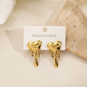Dripping Heart Gold Tone Earrings