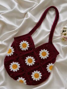 Handmade Crochet Daisy Shoulder Bag