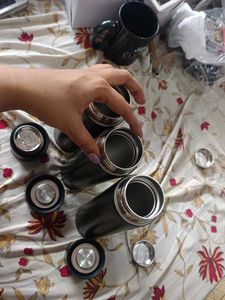 Set of 3 Black Insulated Water Bottles