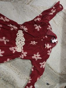 Maroon Floral Midi Dress