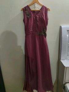 Elegant Onion Pink Ethnic Gown with Embellishments