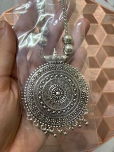 Boho Oxidized Silver Necklace set of 2
