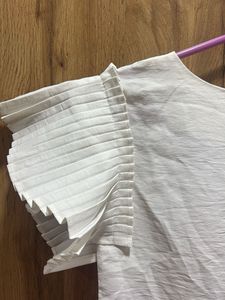 Chic Pleated Sleeve White Top