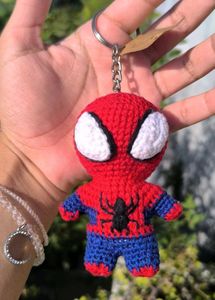 Crocheted spiderman keychain