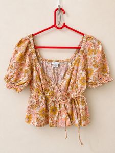 Floral Wrap Peplum Top