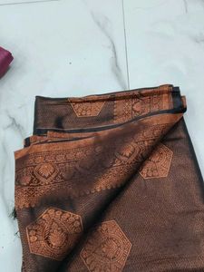 Elegant Magenta Saree with Striped Blouse combo of