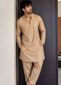 Men's Golden Embroidered Kurta