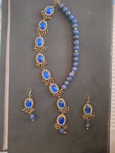 Blue Stone Necklace and Earring Set