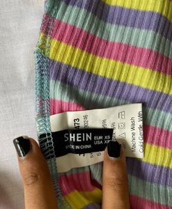Colorful Striped Off-Shoulder Top