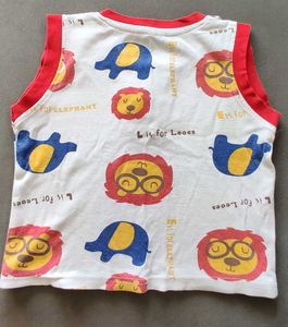 Pair of Pumpoosh White &amp; Red kids Tshirt  &amp; shorts