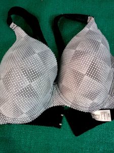 Sheer Dot Mesh Bra 34 B