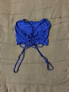 Vibrant Blue Tie-Up Crop Top