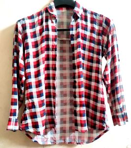 💗Woman Check Shirt Multicolour, Size : L , No Fla