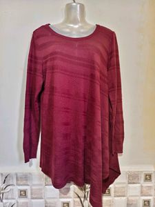 APT. 9 Textured Maroon Top - Comfortable &amp; Trendy