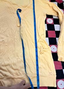 Yellow   Pure  Cotton  Top Full Sleeve