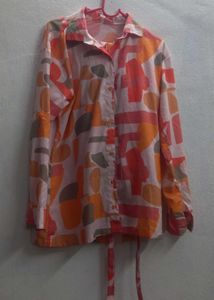 Retro Abstract Print Button-Up Shirt