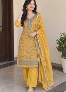 Embellished Yellow Kurta Set