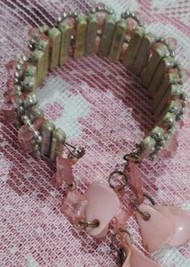 Cute Pink Beaded Charm Bracelet