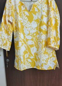 Brand New Yellow Floral Print Kurta