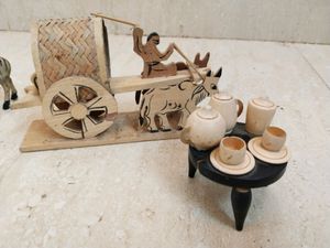 14 Pieces Jungle Annimals,  Bullock Cart,Tea Set