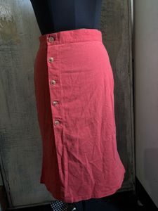 Women's Red Button-Front Midi Skirt