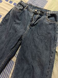Blue Denim Wide Leg Jeans