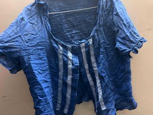 Blue Button-Down Top