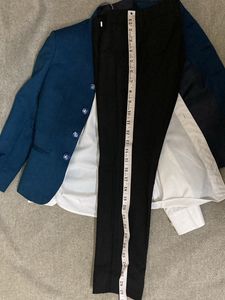 Boys Bandhgala Suit Blue Coat Black Pant