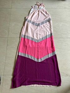 Stylish Pink &amp; Grey Striped Dress