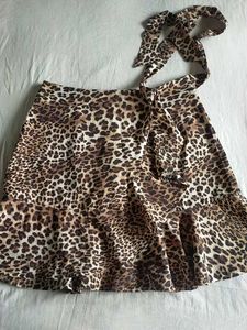 Leopard Print Wrap Skirt