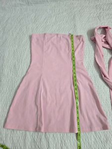 Light Pink Tube mini dress with scarf bust 36