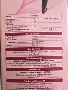 AGARO Style-Pro Hair Dryer HD1120