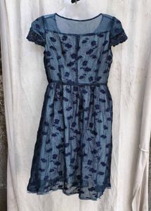 I. Chic Blue Floral Print Dress