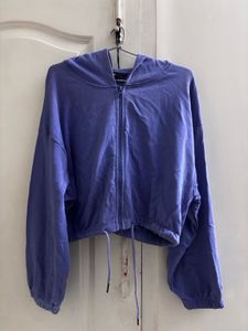 Purple Cropped Zip-Up Hoodie