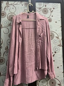 Chic Pink Oversized Button-Up Shirt
