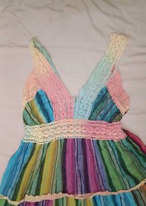 Bohemian Rainbow Tiered Dress