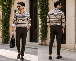 Men's Premium Shirt & Dark Brown Trousers Set
