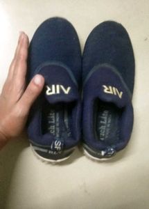 Navy Blue "AIR" Slip-On Kids Sneakers