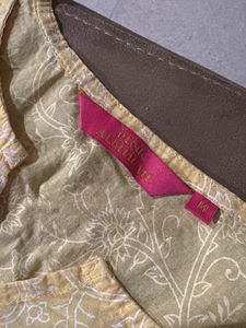Yellow Printed Kurta with Embellishments