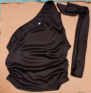 Shein One Shoulder Ruched Short Top with Neck Scar