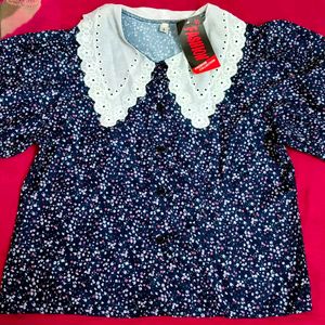 Floral Print Peter Pan Collar top