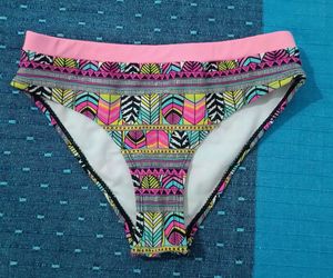 Vibrant Feather Print Bikini Bottom