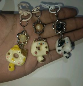 Cute Cat Donut Keychain